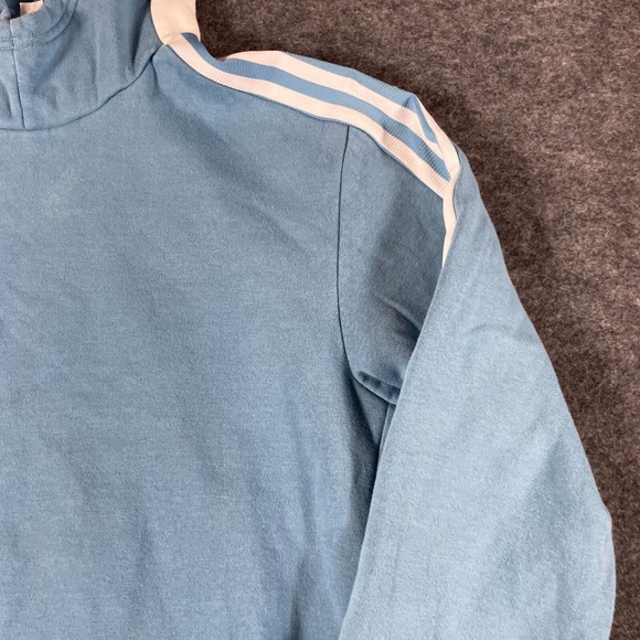 Adidas Hoodie Womens Small Blue Striped Pullover Sweatshirt Embroidered Comfort - Picture 3 of 13